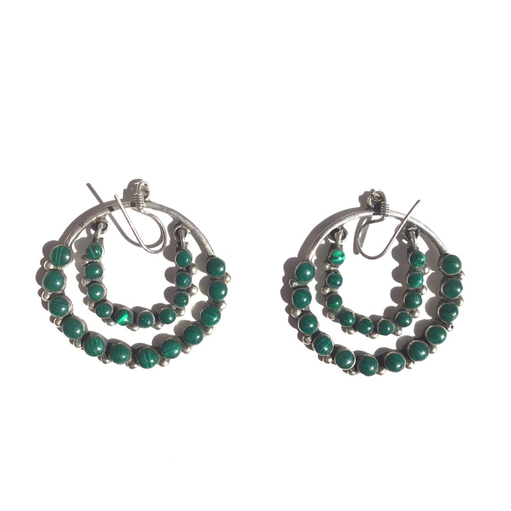 Malachite and silver earrings